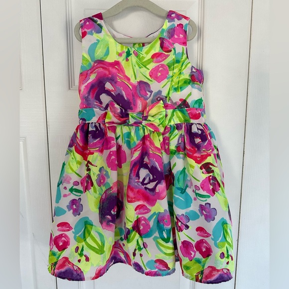 The Children’s Place Neon Floral Girls Party Dress Spring Flowers 3T Toddler - Picture 5 of 11